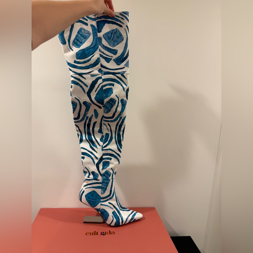 Cult Gaia Blue and White Patterned Footwear